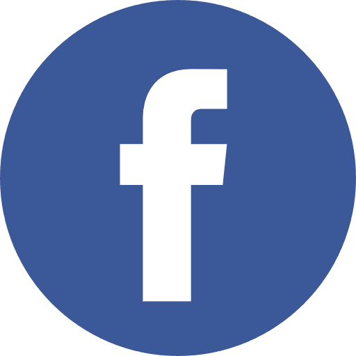 A blue circle with a white facebook logo.