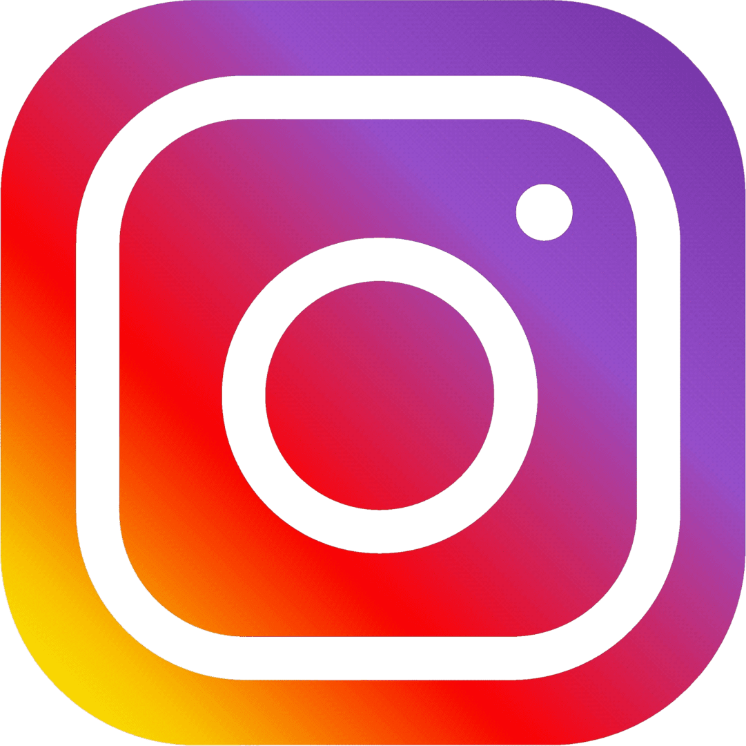 An instagram icon with a rainbow colored background.