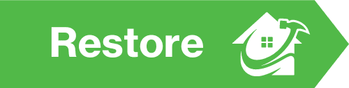 The restore logo on a green background.