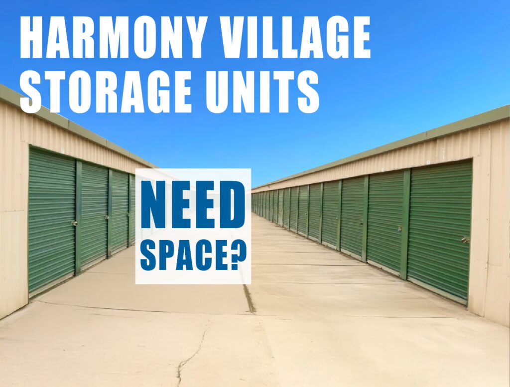 A photo of the storage units with the words "Need Space?" on it